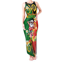 Vanuatu Christmas Tank Maxi Dress Funny Santa with Namele and Boar Tusk Tribal - Polynesian Pride