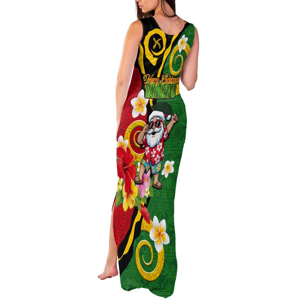 Vanuatu Christmas Tank Maxi Dress Funny Santa with Namele and Boar Tusk Tribal - Polynesian Pride