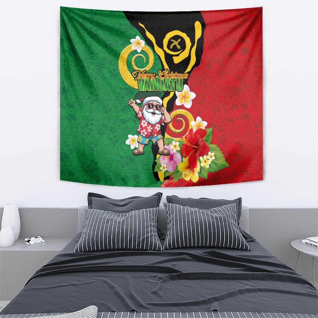 Vanuatu Christmas Tapestry Funny Santa with Namele and Boar Tusk Tribal - Polynesian Pride