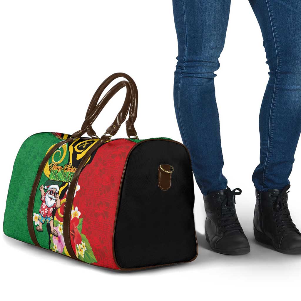 Vanuatu Christmas Travel Bag Funny Santa with Namele and Boar Tusk Tribal - Polynesian Pride