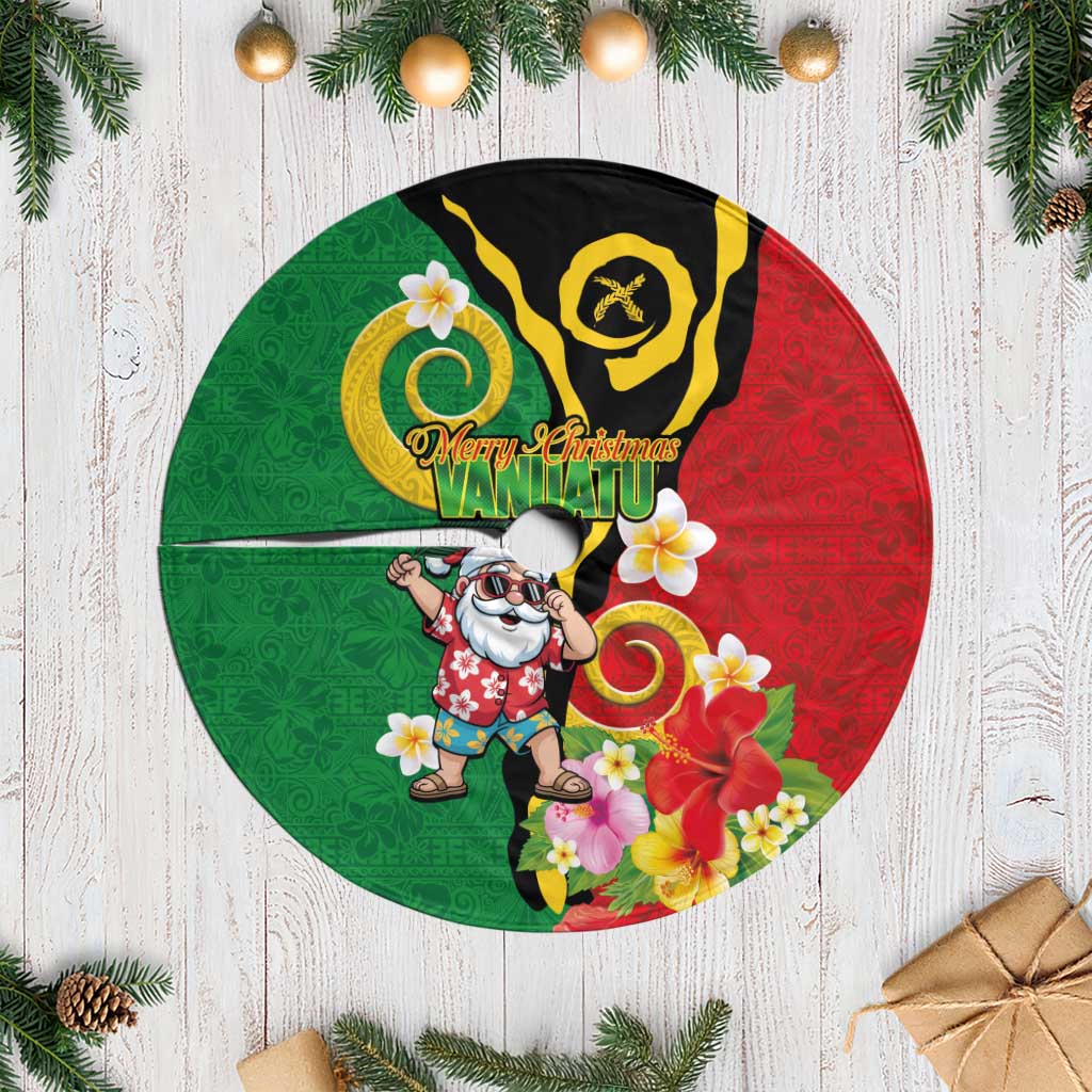 Vanuatu Christmas Tree Skirt Funny Santa with Namele and Boar Tusk Tribal - Polynesian Pride