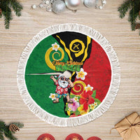 Vanuatu Christmas Tree Skirt Funny Santa with Namele and Boar Tusk Tribal - Polynesian Pride