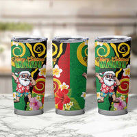 Vanuatu Christmas Tumbler Cup Funny Santa with Namele and Boar Tusk Tribal - Polynesian Pride