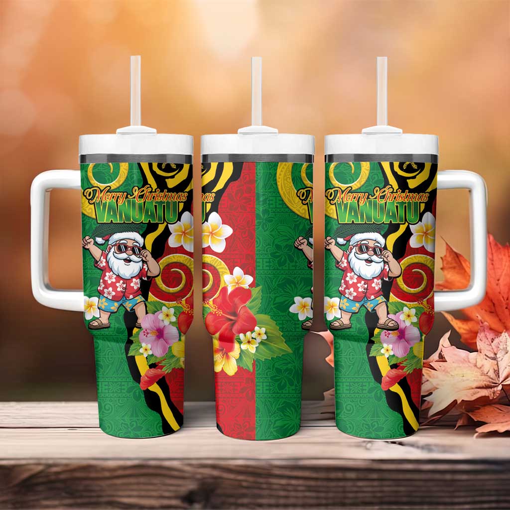 Vanuatu Christmas Tumbler With Handle Funny Santa with Namele and Boar Tusk Tribal - Polynesian Pride