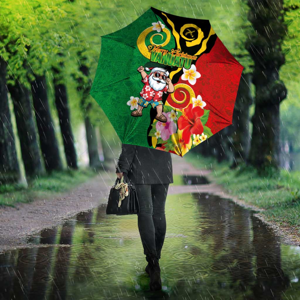 Vanuatu Christmas Umbrella Funny Santa with Namele and Boar Tusk Tribal - Polynesian Pride