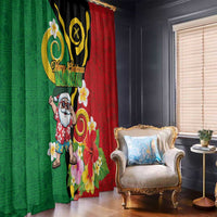 Vanuatu Christmas Window Curtain Funny Santa with Namele and Boar Tusk Tribal - Polynesian Pride