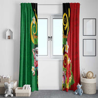 Vanuatu Christmas Window Curtain Funny Santa with Namele and Boar Tusk Tribal - Polynesian Pride