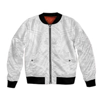 Samoan Lotu a Tamaiti Bomber Jacket Coat of Arms and Polynesian Pattern LT03 Unisex White - Polynesian Pride