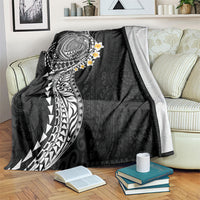 Hawaiian Tribal Tattoo and Plumeria Blanket Polynesian Pattern Black Color LT03 Black - Polynesian Pride