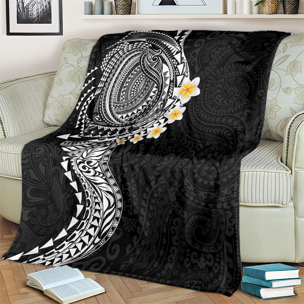 Hawaiian Tribal Tattoo and Plumeria Blanket Polynesian Pattern Black Color LT03 - Polynesian Pride