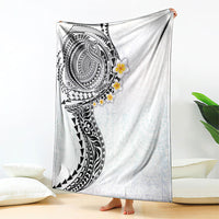 Hawaiian Tribal Tattoo and Plumeria Blanket Polynesian Pattern White Color LT03 - Polynesian Pride