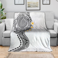 Hawaiian Tribal Tattoo and Plumeria Blanket Polynesian Pattern White Color LT03 - Polynesian Pride