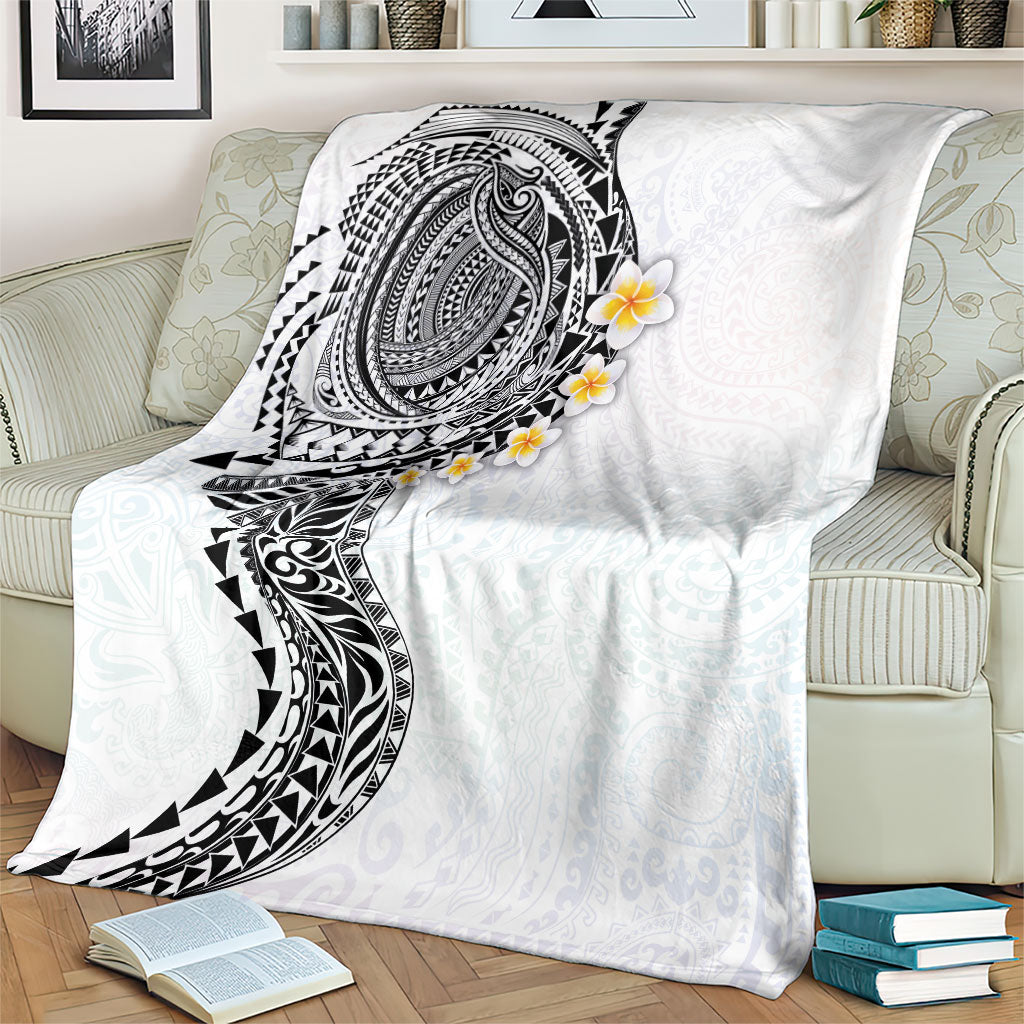 Hawaiian Tribal Tattoo and Plumeria Blanket Polynesian Pattern White Color LT03 - Polynesian Pride