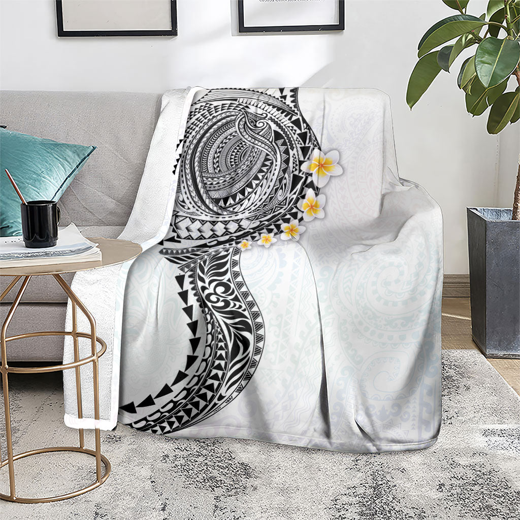 Hawaiian Tribal Tattoo and Plumeria Blanket Polynesian Pattern White Color LT03 - Polynesian Pride
