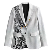 Hawaiian Tribal Tattoo and Plumeria Blazer Polynesian Pattern White Color