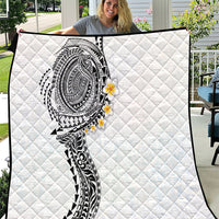 Hawaiian Tribal Tattoo and Plumeria Quilt Polynesian Pattern White Color LT03 White - Polynesian Pride