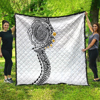 Hawaiian Tribal Tattoo and Plumeria Quilt Polynesian Pattern White Color LT03 - Polynesian Pride