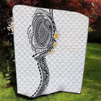 Hawaiian Tribal Tattoo and Plumeria Quilt Polynesian Pattern White Color LT03 - Polynesian Pride