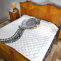 Hawaiian Tribal Tattoo and Plumeria Quilt Polynesian Pattern White Color LT03 - Polynesian Pride