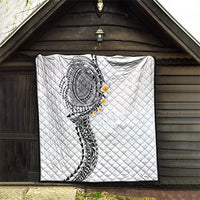Hawaiian Tribal Tattoo and Plumeria Quilt Polynesian Pattern White Color LT03 - Polynesian Pride