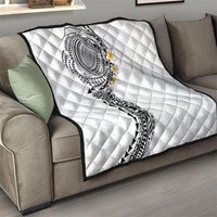 Hawaiian Tribal Tattoo and Plumeria Quilt Polynesian Pattern White Color LT03 - Polynesian Pride