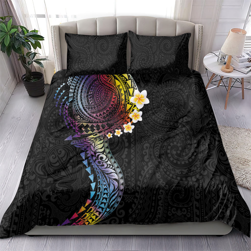Hawaiian Tribal Tattoo and Plumeria Bedding Set Polynesian Pattern Rainbow LT03 - Polynesian Pride