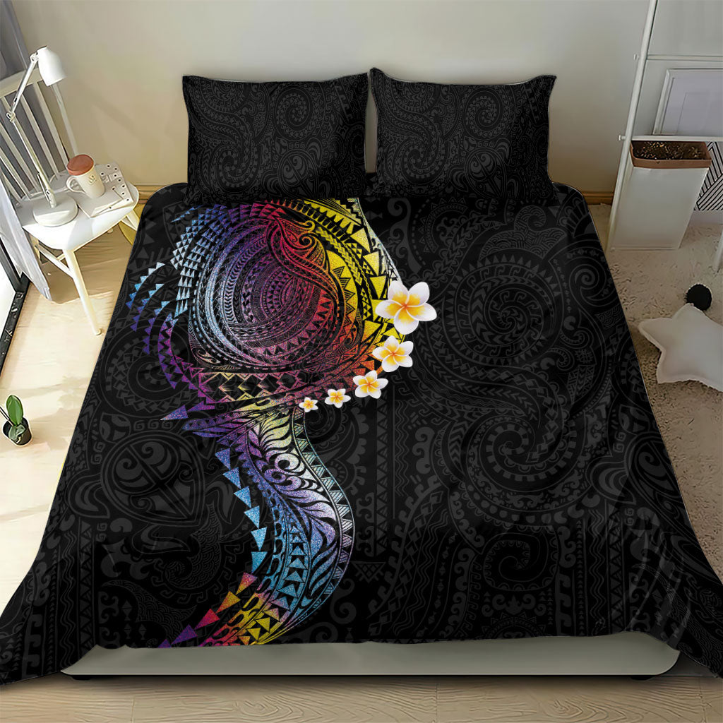 Hawaiian Tribal Tattoo and Plumeria Bedding Set Polynesian Pattern Rainbow LT03 - Polynesian Pride