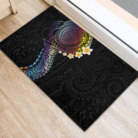 Hawaiian Tribal Tattoo and Plumeria Rubber Doormat Polynesian Pattern Rainbow LT03 - Polynesian Pride