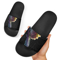 Hawaiian Tribal Tattoo and Plumeria Slide Sandals Polynesian Pattern Rainbow LT03 - Polynesian Pride
