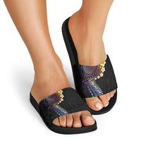 Hawaiian Tribal Tattoo and Plumeria Slide Sandals Polynesian Pattern Rainbow LT03 - Polynesian Pride