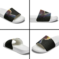 Hawaiian Tribal Tattoo and Plumeria Slide Sandals Polynesian Pattern Rainbow LT03 - Polynesian Pride