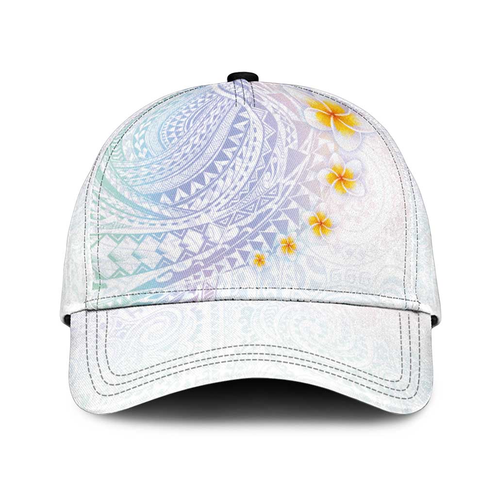 Hawaiian Tribal Tattoo and Plumeria Classic Cap Polynesian Pattern Sweet LT03 Universal Fit White - Polynesian Pride