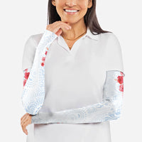 Hawaiian Tribal Tattoo and Hibiscus Arm Sleeves Polynesian Pattern Airy White Blue Cloud LT03 - Polynesian Pride