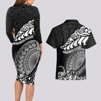 new-zealand-rugby-couples-matching-long-sleeve-bodycon-dress-and-hawaiian-shirt-maori-warrior-rugby-silver-fern-tribal-pattern