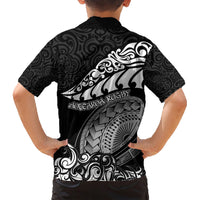 new-zealand-rugby-family-matching-short-sleeve-bodycon-dress-and-hawaiian-shirt-maori-warrior-rugby-silver-fern-tribal-pattern