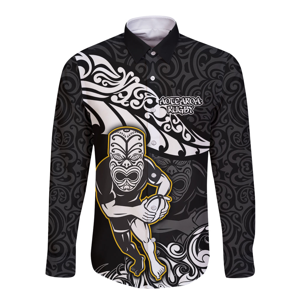 new-zealand-rugby-long-sleeve-button-shirt-maori-warrior-rugby-silver-fern-tribal-pattern