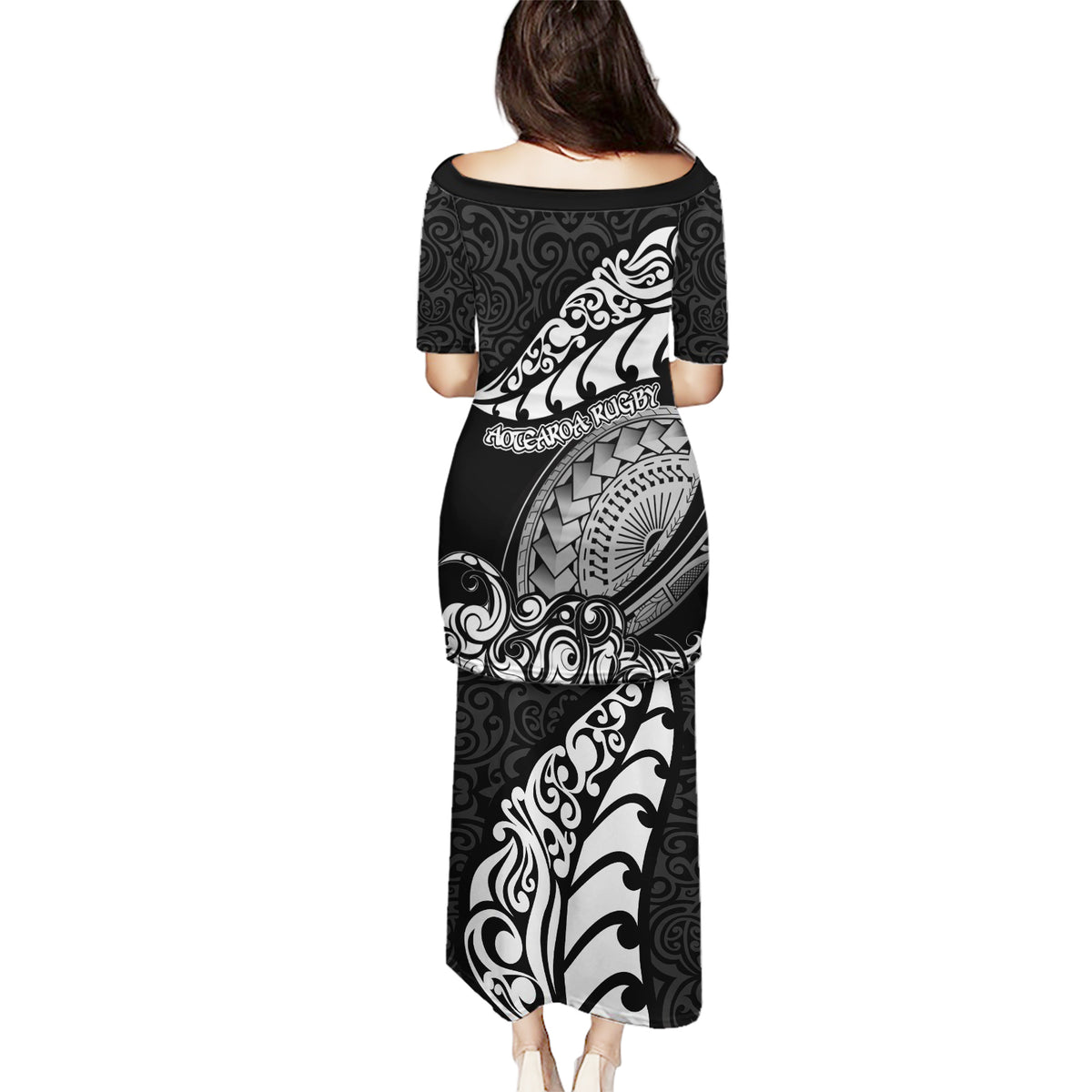 New Zealand Rugby Puletasi Maori Warrior Rugby Silver Fern Tribal Pattern LT03 - Polynesian Pride