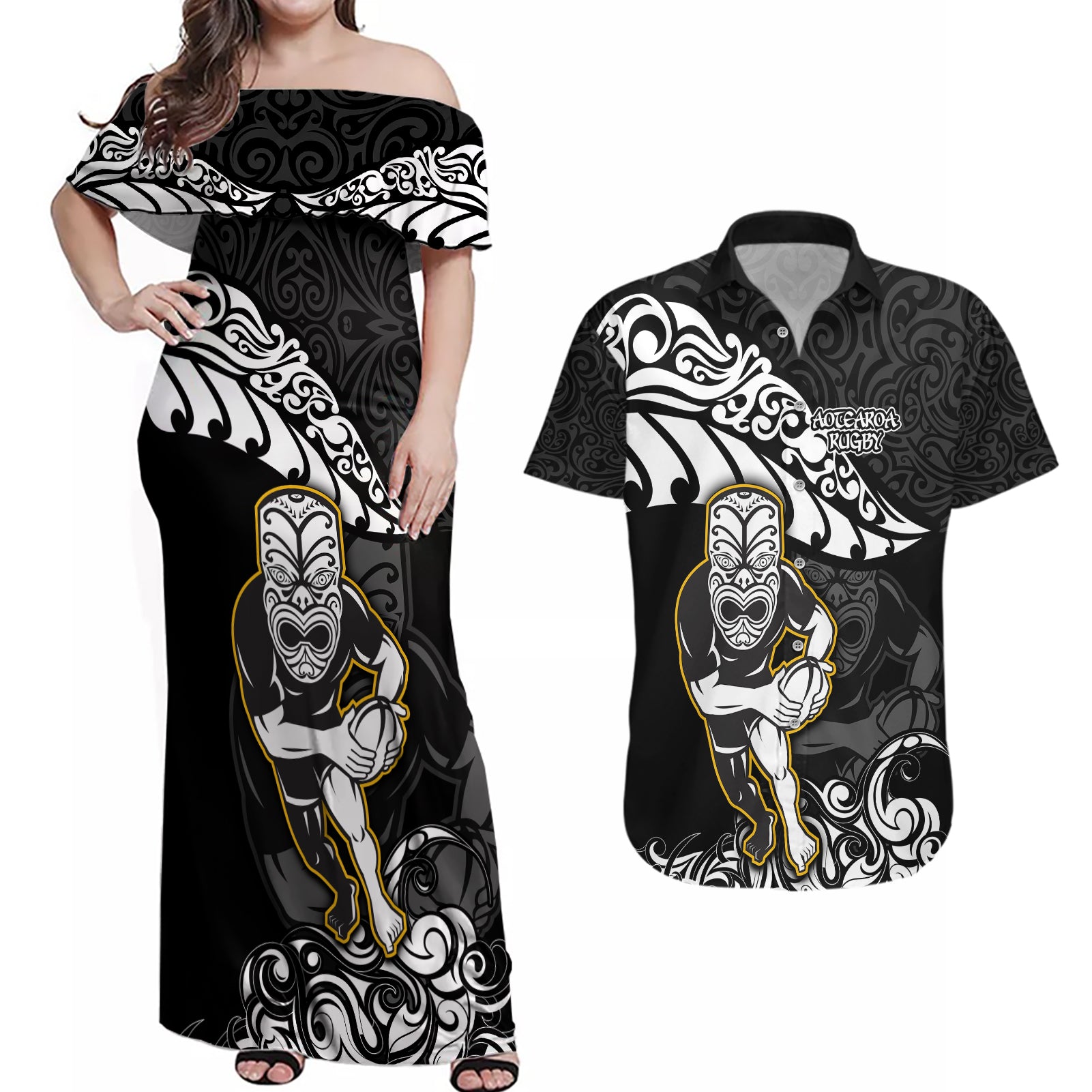 custom-new-zealand-rugby-couples-matching-off-shoulder-maxi-dress-and-hawaiian-shirt-maori-warrior-rugby-silver-fern-tribal-pattern