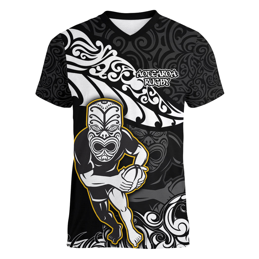 custom-new-zealand-rugby-women-v-neck-t-shirt-maori-warrior-rugby-silver-fern-tribal-pattern