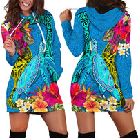 Polynesian Hoodie Dress The Turtle Jung Flower with Maori Pattern Ethnic Style LT03 - Polynesian Pride