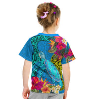 Polynesian Kid T Shirt The Turtle Jung Flower with Maori Pattern Ethnic Style LT03 - Polynesian Pride