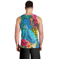 Polynesian Men Tank Top The Turtle Jung Flower with Maori Pattern Ethnic Style LT03 - Polynesian Pride