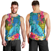 Polynesian Men Tank Top The Turtle Jung Flower with Maori Pattern Ethnic Style LT03 - Polynesian Pride