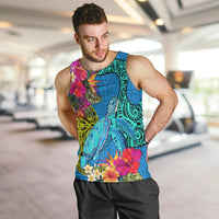 Polynesian Men Tank Top The Turtle Jung Flower with Maori Pattern Ethnic Style LT03 - Polynesian Pride