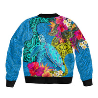 Polynesian Sleeve Zip Bomber Jacket The Turtle Jung Flower with Maori Pattern Ethnic Style LT03 - Polynesian Pride