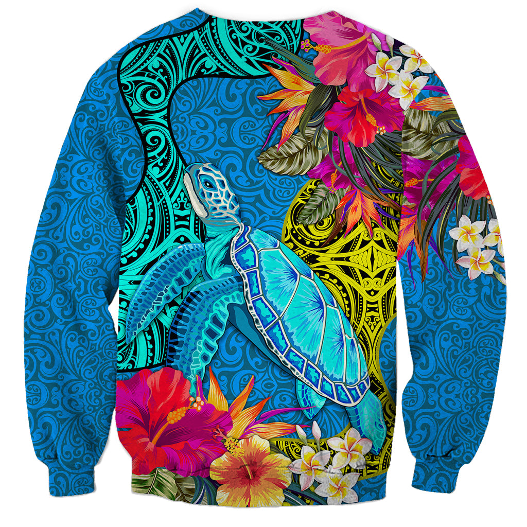 Polynesian Sweatshirt The Turtle Jung Flower with Maori Pattern Ethnic Style LT03 - Polynesian Pride