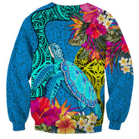 Polynesian Sweatshirt The Turtle Jung Flower with Maori Pattern Ethnic Style LT03 - Polynesian Pride
