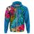 Custom Polynesian Hoodie The Turtle Jung Flower with Maori Pattern Ethnic Style LT03 Zip Hoodie Blue - Polynesian Pride