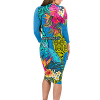 custom-polynesian-long-sleeve-bodycon-dress-the-turtle-jung-flower-with-maori-pattern-ethnic-style