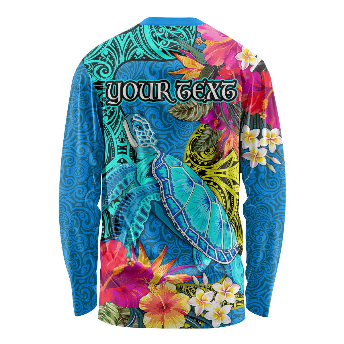 Custom Polynesian Long Sleeve Shirt The Turtle Jung Flower with Maori Pattern Ethnic Style LT03 - Polynesian Pride